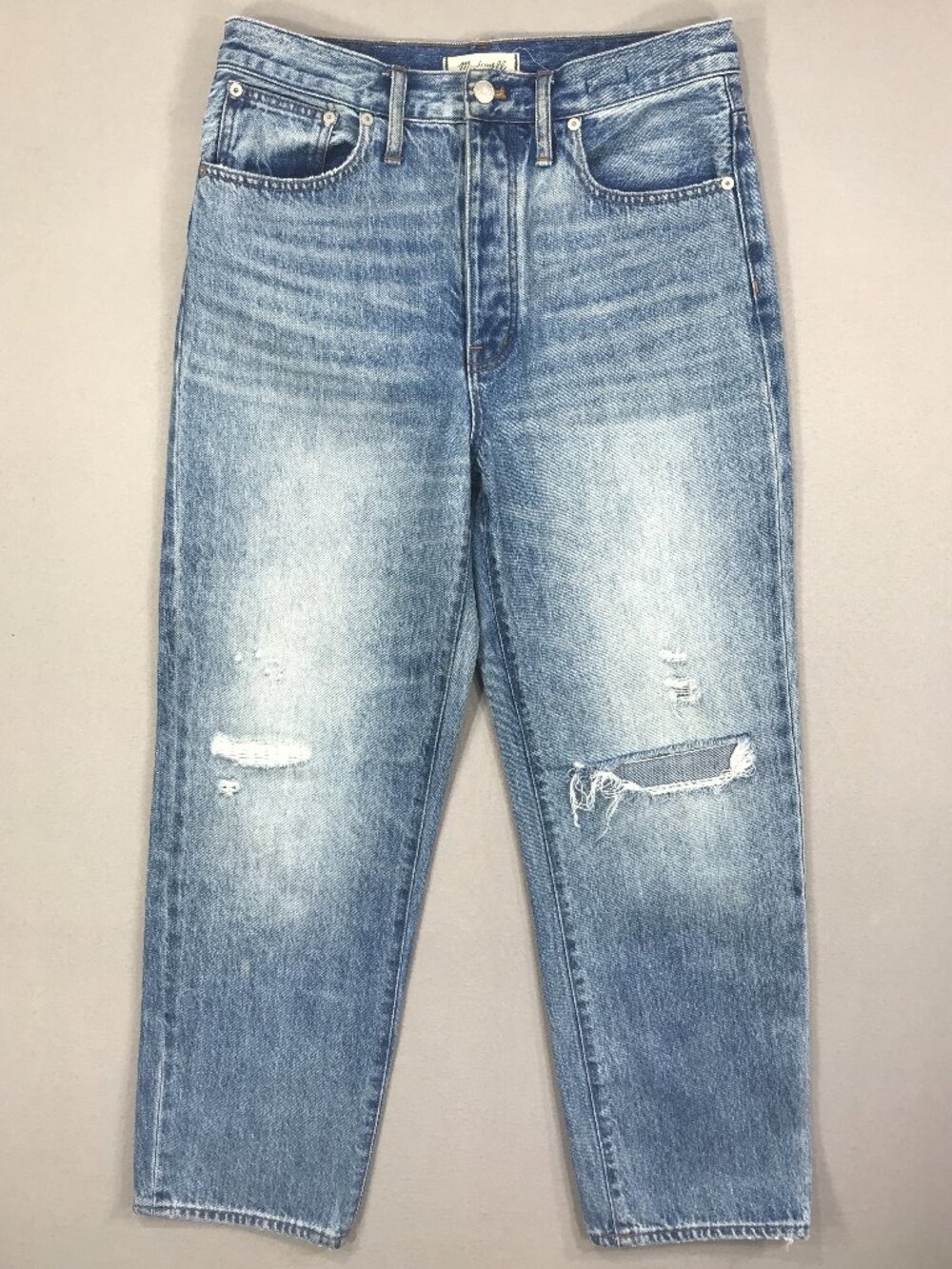 Madewell Jeans Women’s 28 Blue Denim Dad Jean Distressed Button Fly High Rise Po